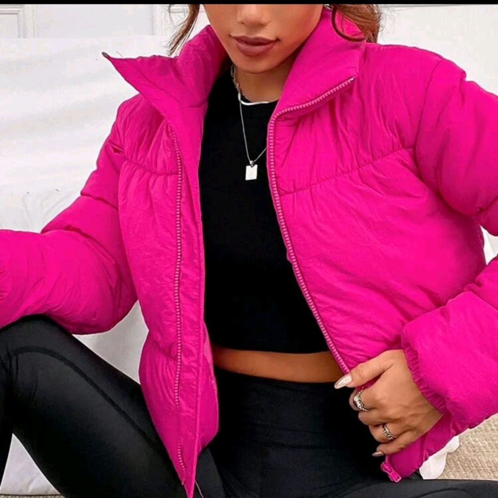 Women Solid Color Front Button Long Sleeve Faux Pocket Casual Jacket - Picture 2 of 4